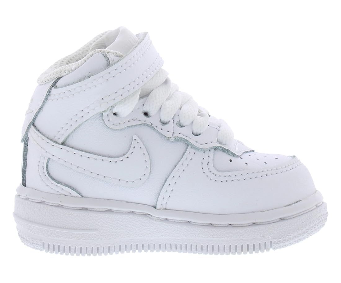 Nike Baby Boy's Force 1 Mid LE (Infant/Toddler) White/White 10 Toddler M