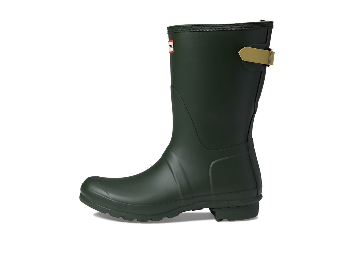 Hunter Original Back Adjustable Short Boots for Women - Rubber Upper with Nylon Lining, Cushioned Footbed, and Buckled Strap Maa Green/Wild Green 6 M