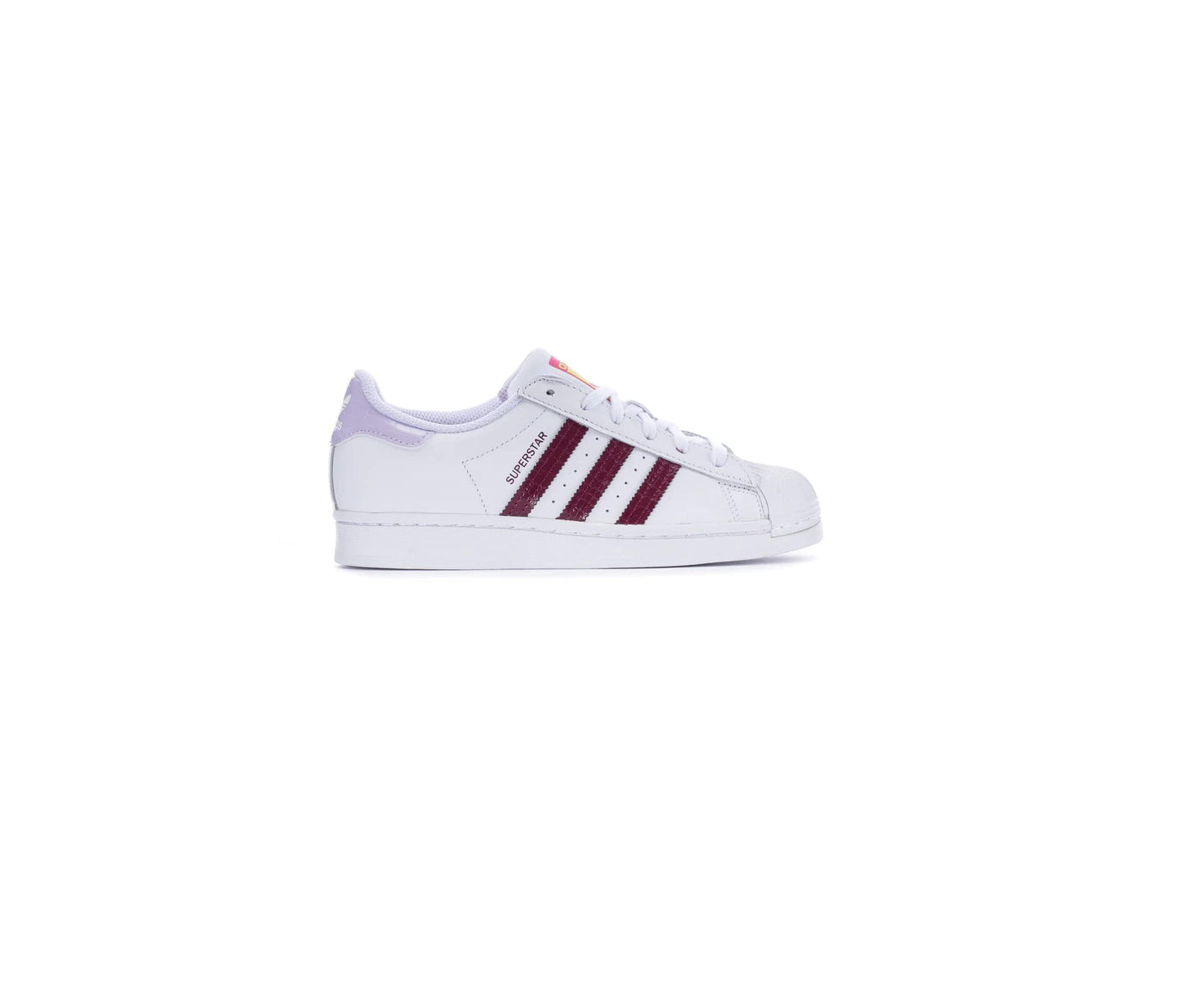 adidas Originals Womens Superstar Sneaker, Cloud White/Victory Crimson/Purple Tint, 6.5