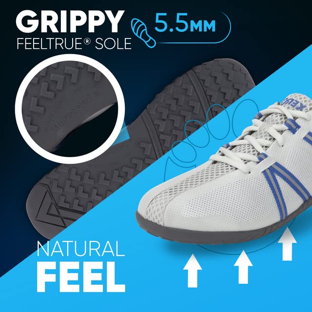 Xero Shoes Men's Speed Force Barefoot Running Shoes, Dawn Gray/Classic Blue, 13