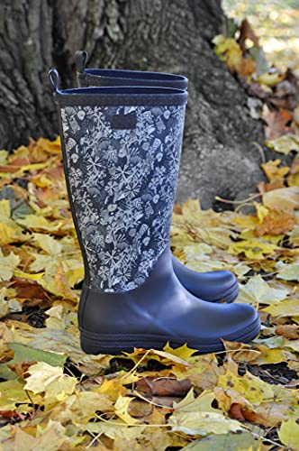 Helly-Hansen Womens Madeleine Print Waterproof Rain Boots, 597 Navy, 8