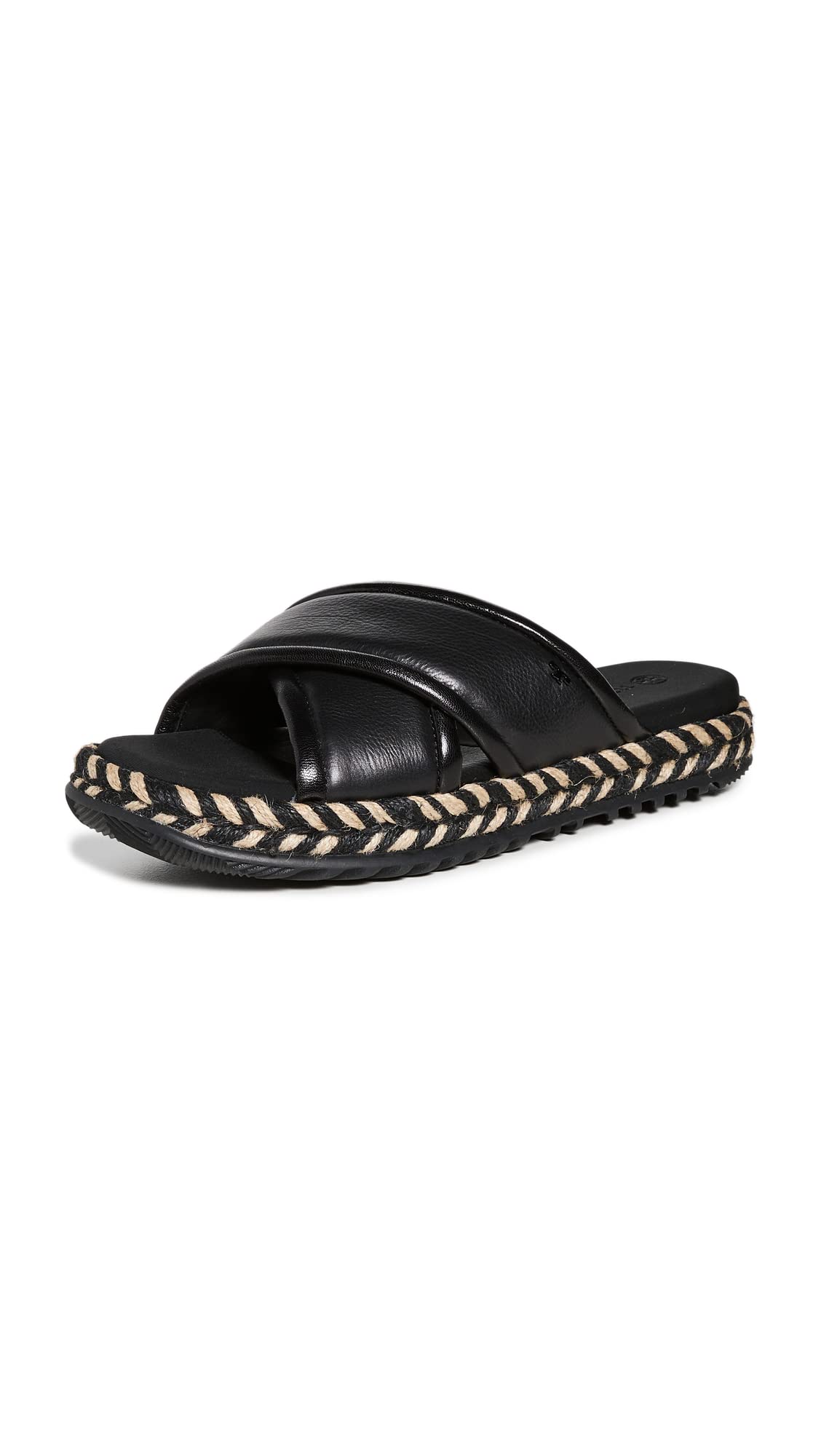 Tory Burch Women's Cross Espadrille Slides, Perfect Black/Multi, 8 Medium US