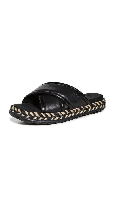 Tory Burch Women's Cross Espadrille Slides, Perfect Black/Multi, 8 Medium US