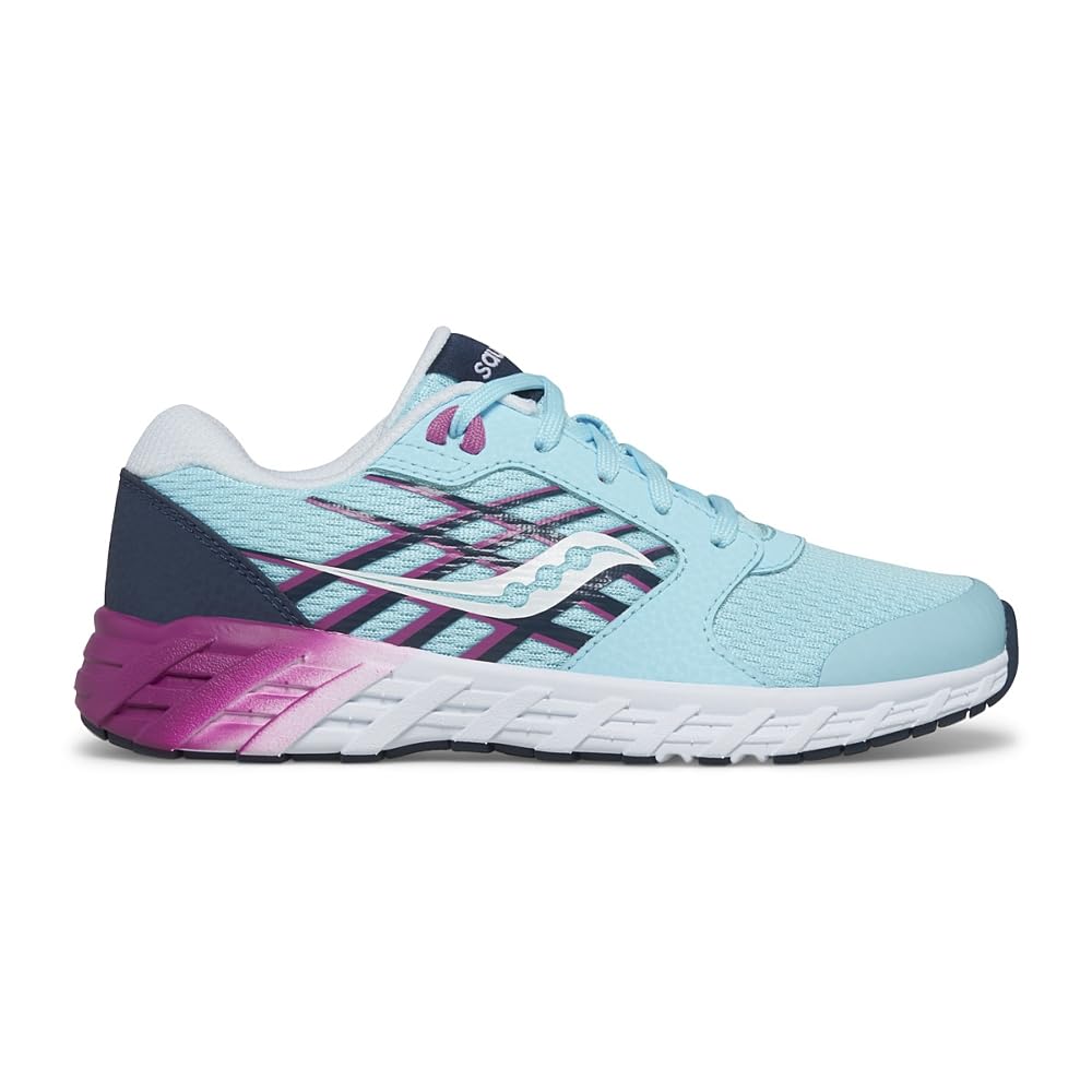 Saucony Wind 2.0 Sneaker, Blue/Pink, 3 Wide US Unisex Big_Kid