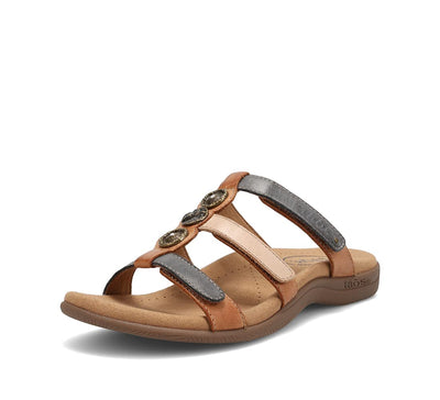 Taos Prize 4 Women's Walking Sandal - Stylish and Adjustable Three Strap Open Back Slide On Walking Sandal with Premium Arch Support and Cushioning for All Day Comfort Steel Multi 11 M US