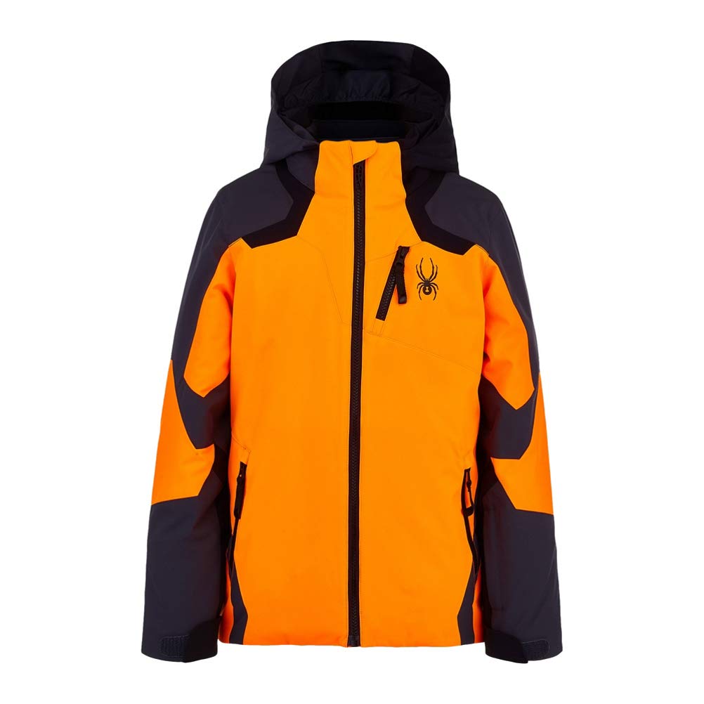 Spyder Boy's Leader Jacket (Big Kids) Bright Orange/Ebony 12 Big Kid