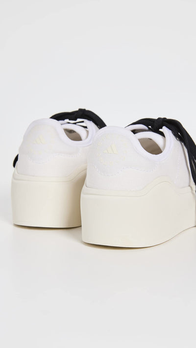 adidas by Stella McCartney Women's Court Sneakers, White/White/Off White, 9 Medium US