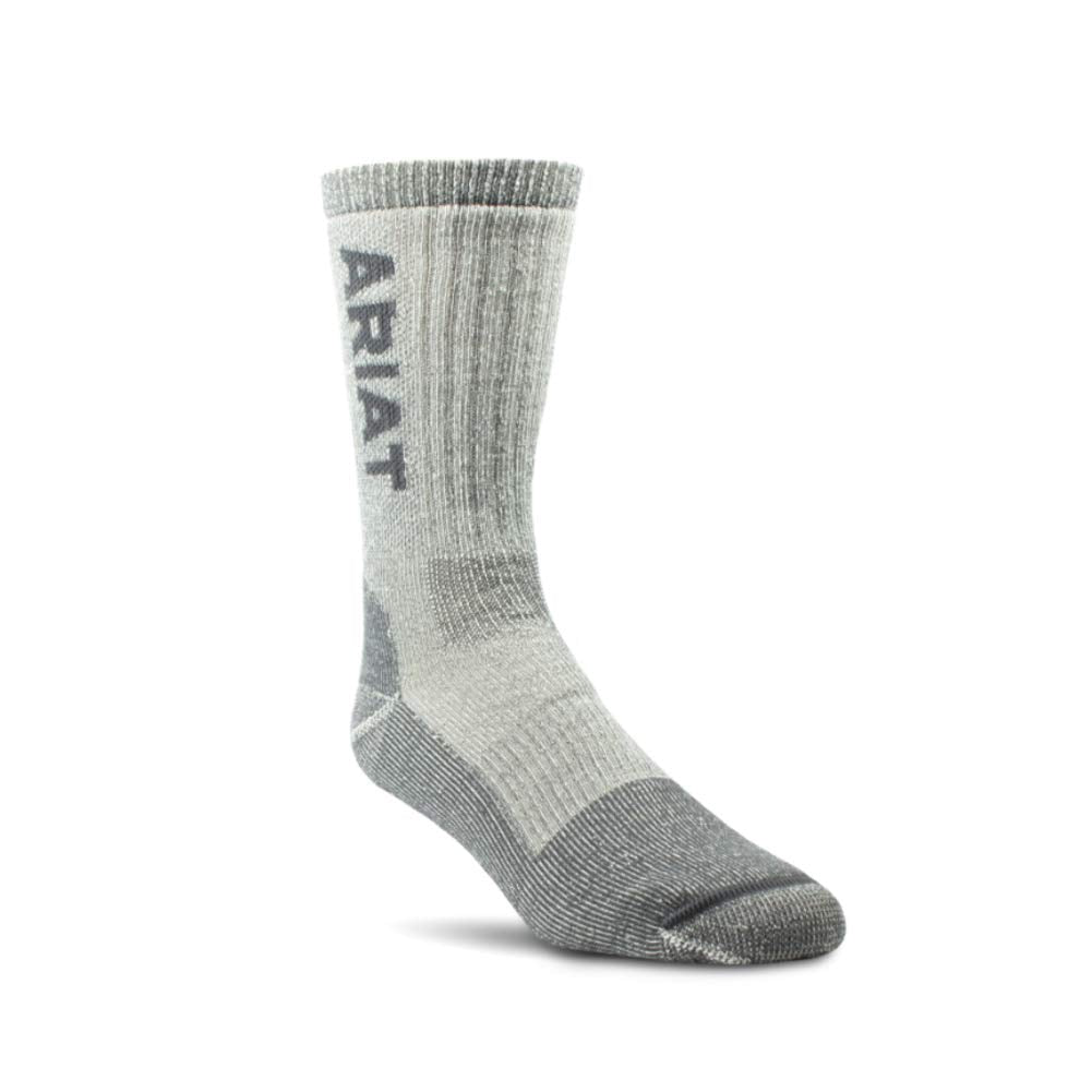ARIAT Unisex Heavyweight Performance Merino Blend Mid Calf Socks, Grey, X-Large