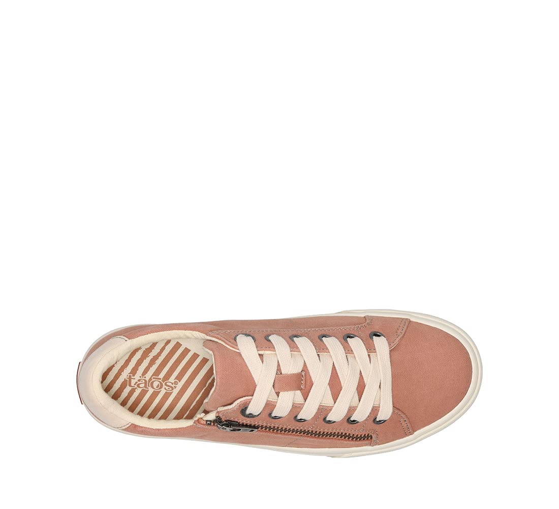 Taos Z Soul Women’s Sneaker - Stylish Platform Sneaker with Removable Footbed, Arch Support, Premium Cushioning, Lace-Up Adjustability, and Easy Access Zipper Clay/Cream Distressed 11 W US