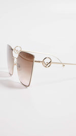 Fendi Women's Oversized Cat Eye Sunglasses, Pink Gold, One Size