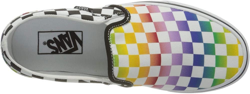 Vans Unisex-Child Classic Slip-on (Little Big Kid) (Rainbow Check (Blk/Wht), 1 Kids)