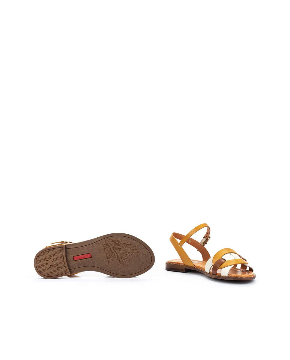 PIKOLINOS Flat Sandals Leather Algar for Woman Honey