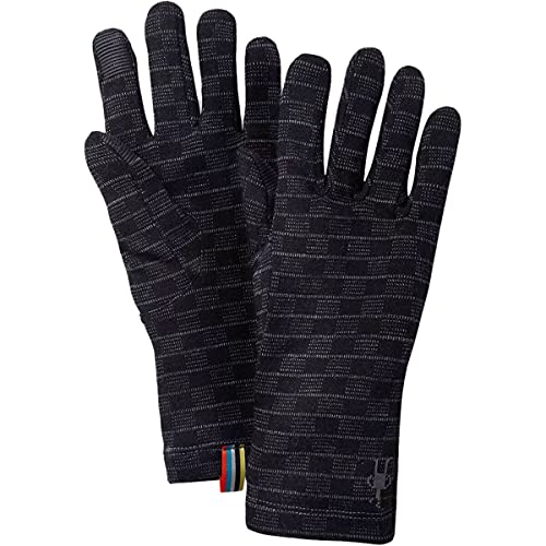 Smartwool Merino 250 Pattern Glove Black-Medium Gray Heather Micro Buff Check Xs
