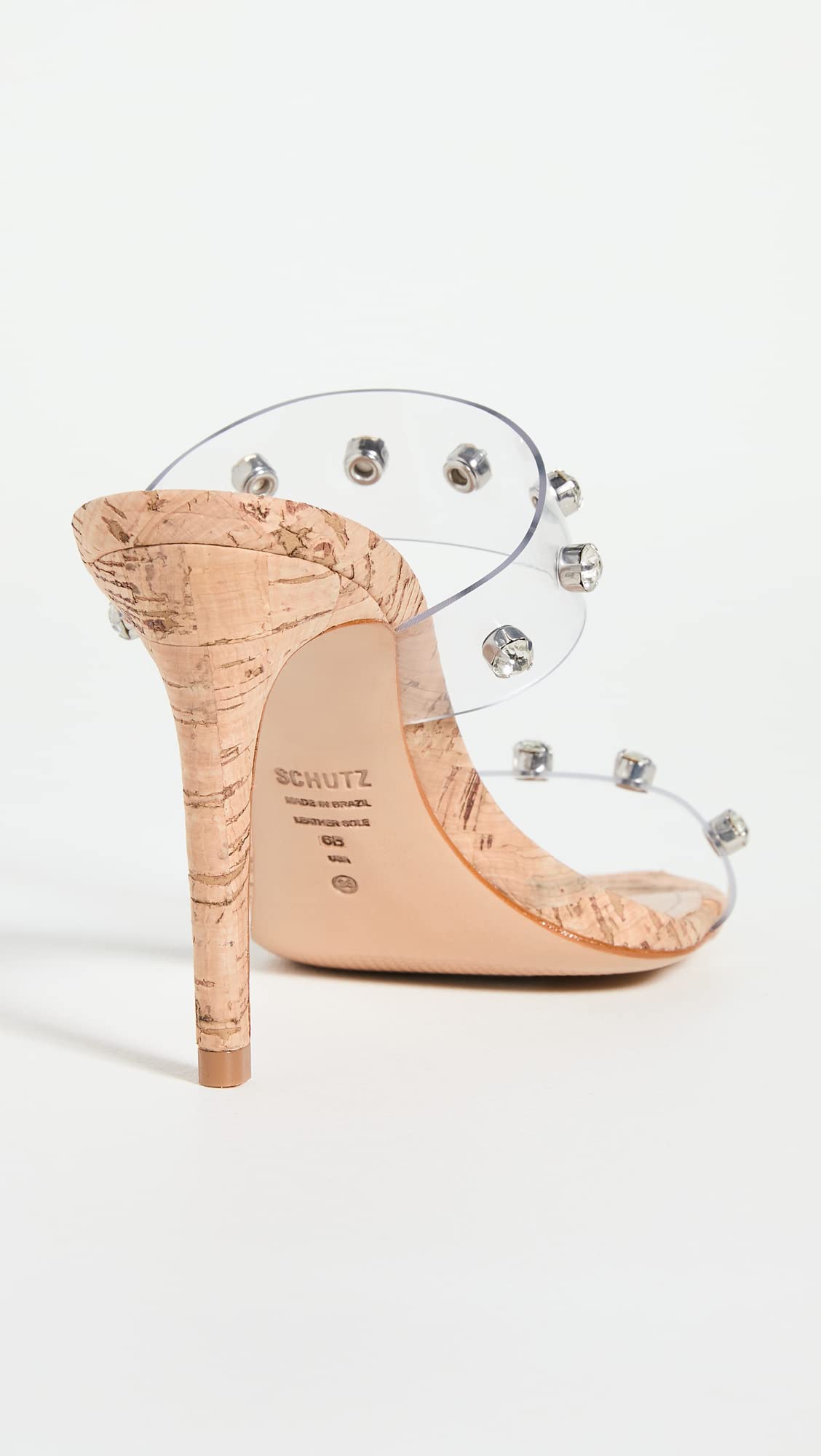 SCHUTZ Womens Ariella Leather Strappy Pumps 5 Transparente