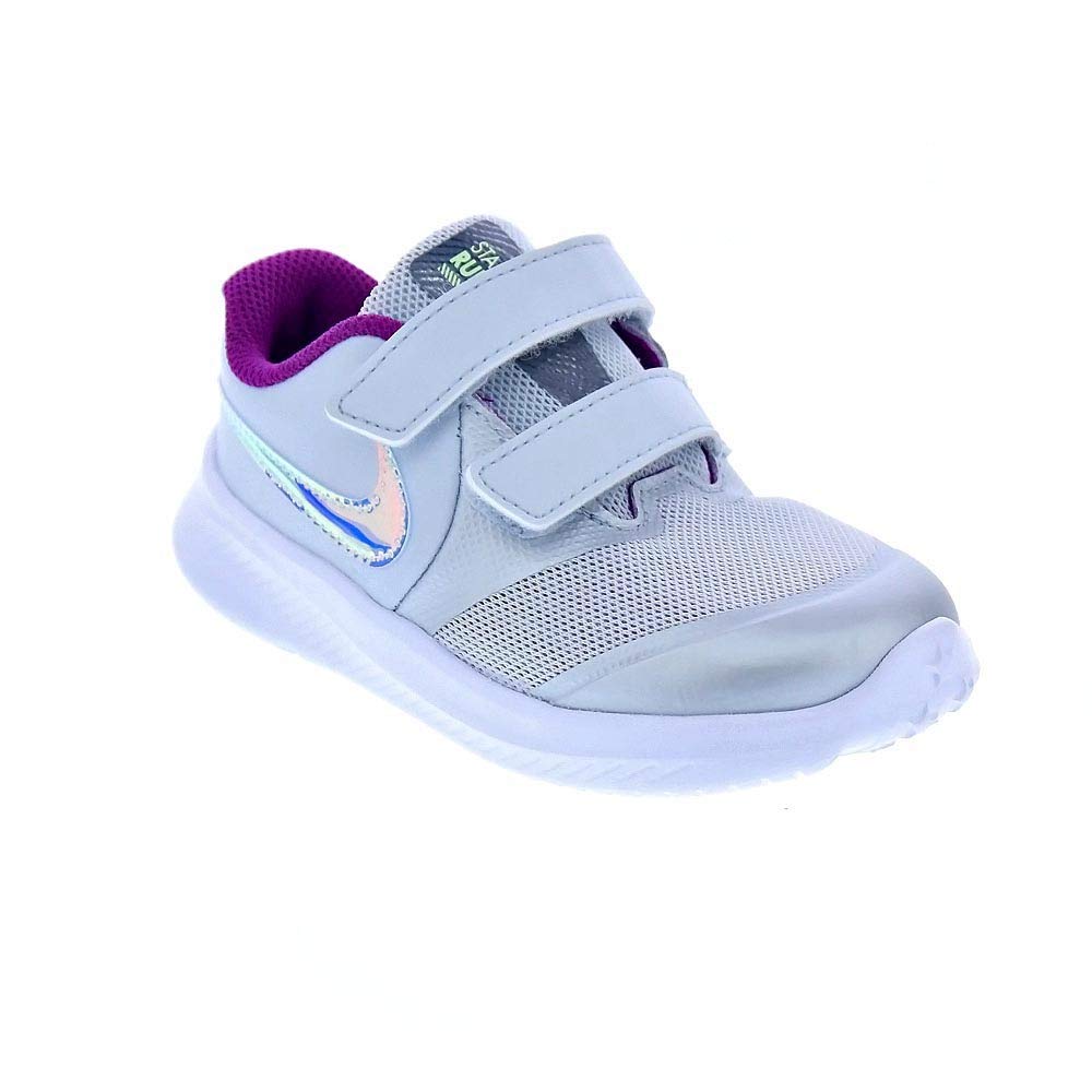 Nike Unisex-Child Star Runner 2 (TDV) Sneaker (5, Pure Platinum/Multicolor/Barely Volt, Numeric_5)