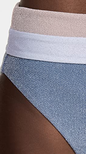 Beach Riot Women's Heidi Bikini Bottoms, Frost, Blue, Metallic, L