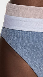 Beach Riot Women's Heidi Bikini Bottoms, Frost, Blue, Metallic, L