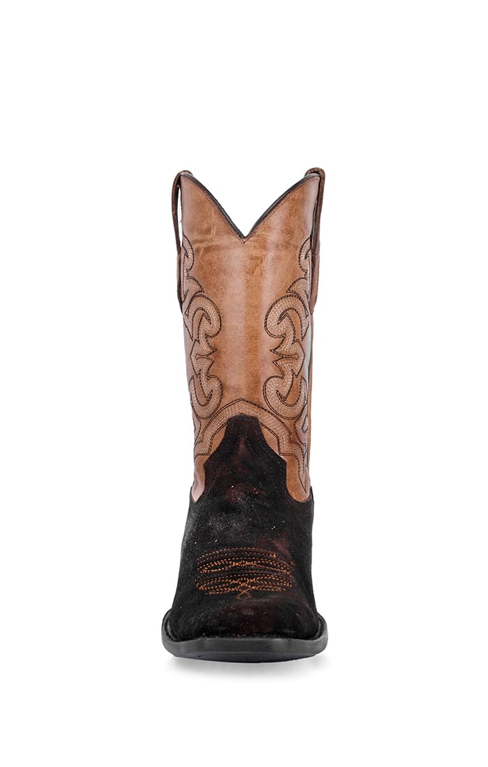CORRAL MEN'S BROWN/SAND SUEDE EMBROIDERY HORSEMAN TOE, CORRAL 43.8 X 34.8 X 11.0 SOLE,COWHIDE LEATHER, WESTERN BOOT, A4488