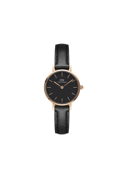 Daniel Wellington Petite Pressed Sheffield 24mm Women's Watch, Leather Rose Gold Watch for Women