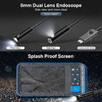 Pipe Sewer Inspection Camera, Dual Lens 1080P Industrial Endoscope, 4.5â€ Screen Waterproof Borescope Snake Camera with 6 LED, 16.4FT Semi-Rigid Cable Endoscope, 2500mAh Battery, 32GB TF Card