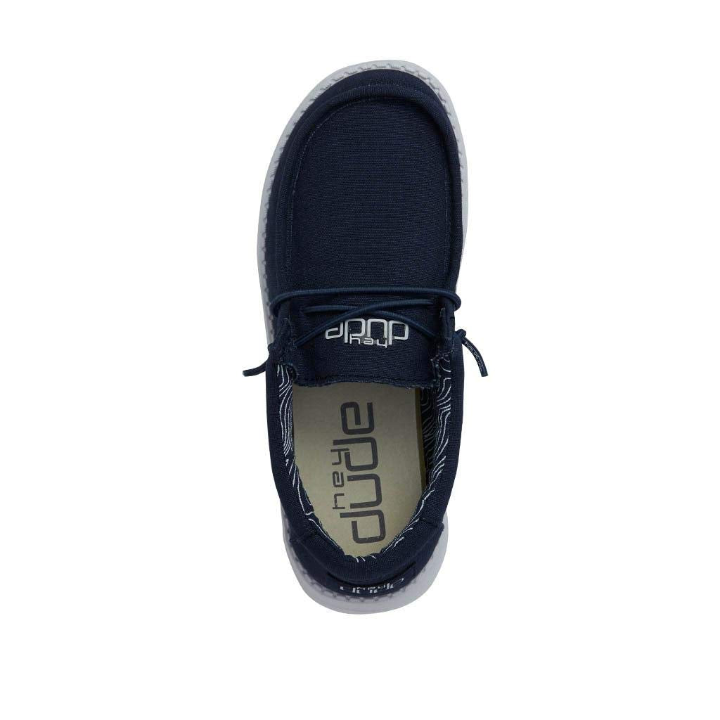 Hey Dude Boy's Wally Youth Stretch Navy Size 11 | Boy’s Shoes | Boy's Lace Up Loafers | Comfortable & Light-Weight