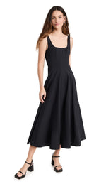 STAUD Women's Wells Dress, Black, 6