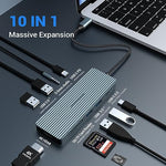 Oditton 10 in 1 USB C Hub, Adapter with 4K HDMI, 2 x USB 3.0, USB-C 3.0, 2 x USB 2.0, 100W Rapid Charging, SD/TF Card Reader, 3.5mm Audio, Dock for Laptop, iPad