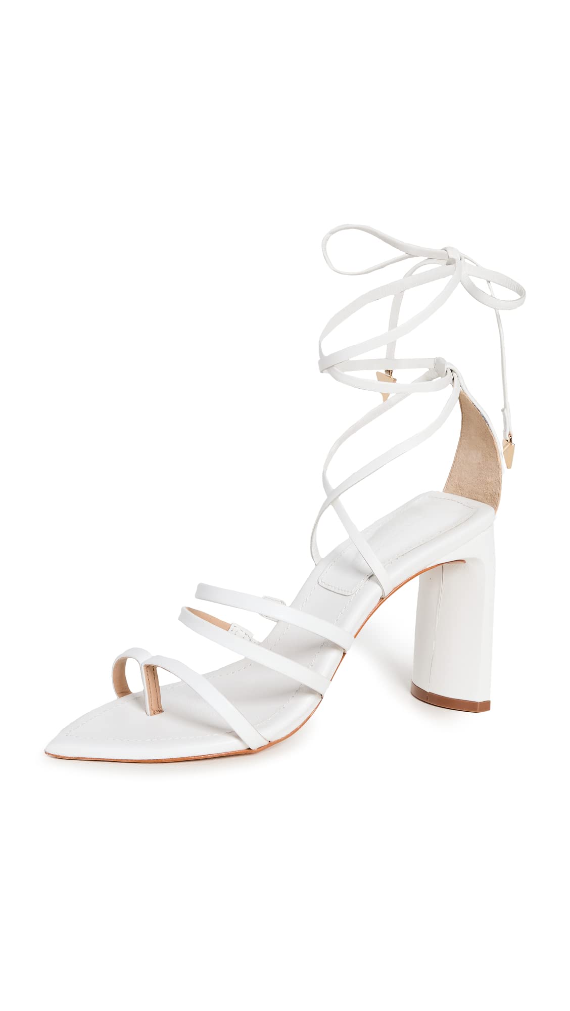 SCHUTZ Women's Leaf Strappy Sandals, White, 7 Medium US