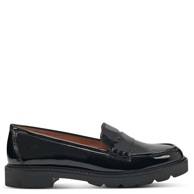 Rockport Women's Kacey Penny Loafer Flat, Black Patent, 9