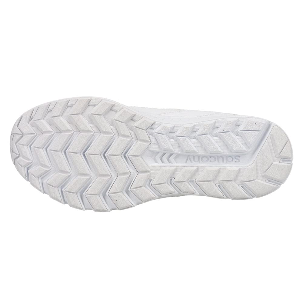 Saucony Cohesion 14 LACE to Toe Running Shoe, White, 4 Wide US Unisex Big_Kid