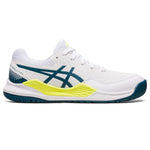ASICS Kid's Gel-Resolution 9 Grade School Tennis Shoes, 7, White/RESTFUL Teal