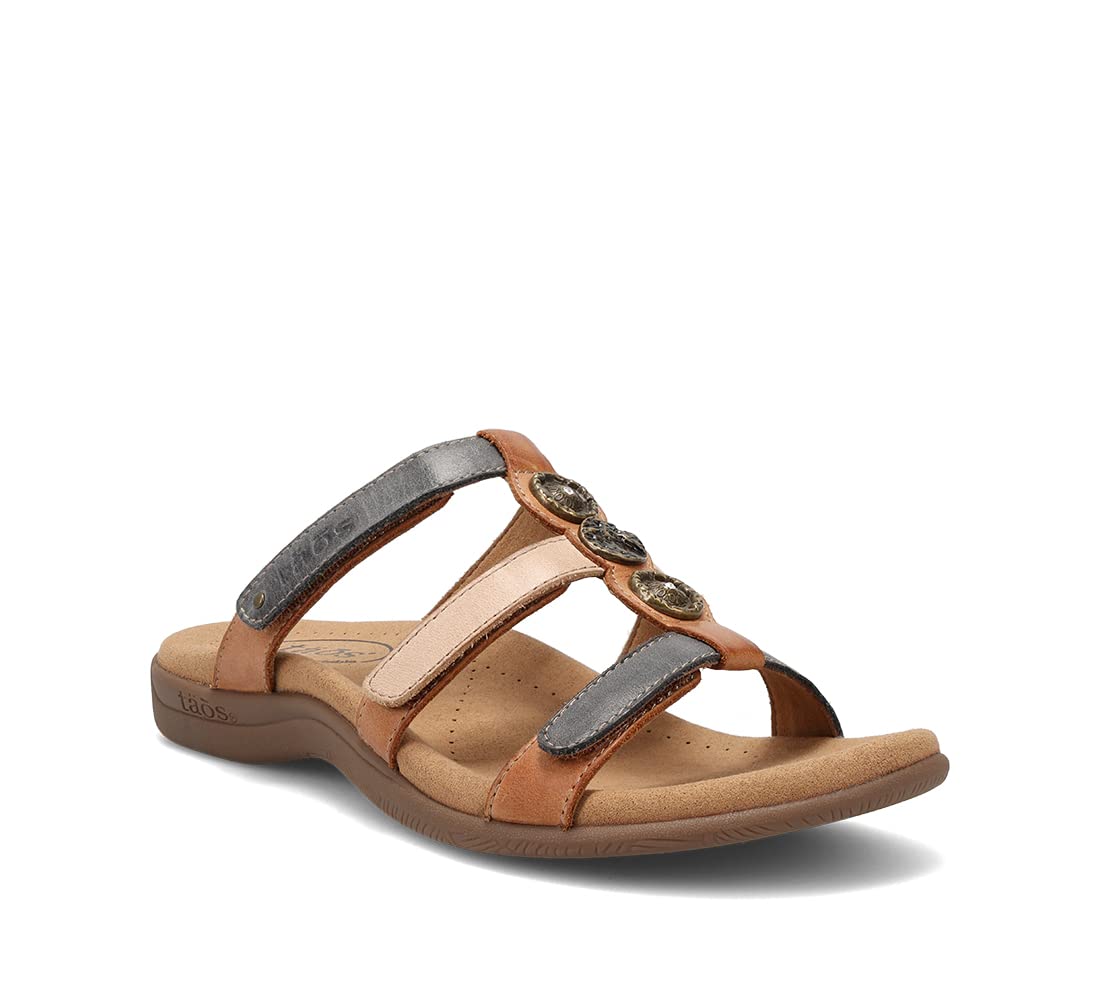 Taos Prize 4 Women's Walking Sandal - Stylish and Adjustable Three Strap Open Back Slide On Walking Sandal with Premium Arch Support and Cushioning for All Day Comfort Steel Multi 11 M US