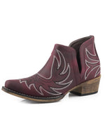 ROPER Womens Red Faux Leather Ava Western Ankle Boots 8