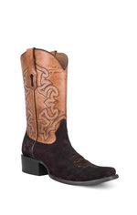 CORRAL MEN'S BROWN/SAND SUEDE EMBROIDERY HORSEMAN TOE, CORRAL 43.8 X 34.8 X 11.0 SOLE,COWHIDE LEATHER, WESTERN BOOT, A4488
