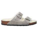 Birkenstock Men's Arizona Shearling Sandals, Stone Coin/Natural, Grey, 10 Women/8 Men