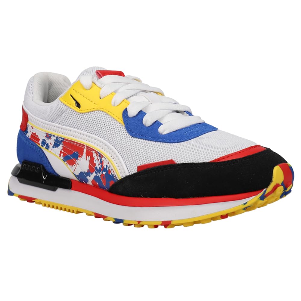 PUMA City Rider Splash (Big Kid) Puma White/Puma Royal/Dandelion 4 Big Kid M