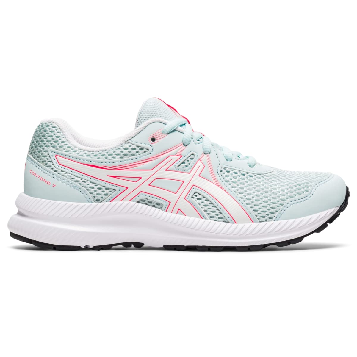 ASICS Girl's Contend 7 GS (Little Kid/Big Kid) Aqua Angel/White 4 Big Kid M