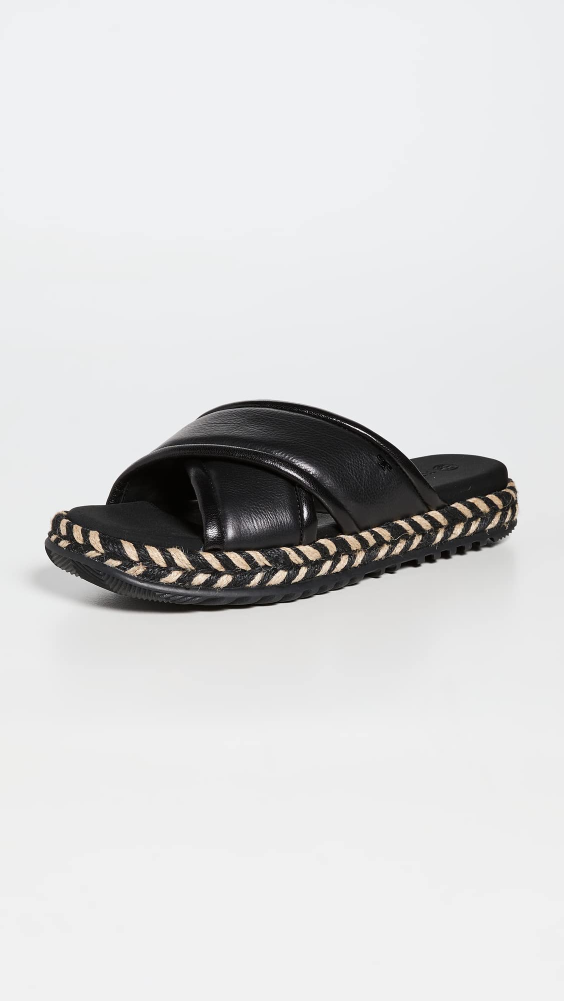 Tory Burch Women's Cross Espadrille Slides, Perfect Black/Multi, 8 Medium US