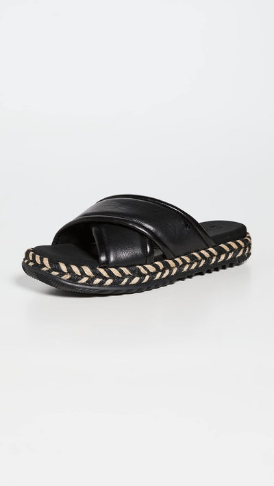 Tory Burch Women's Cross Espadrille Slides, Perfect Black/Multi, 8 Medium US