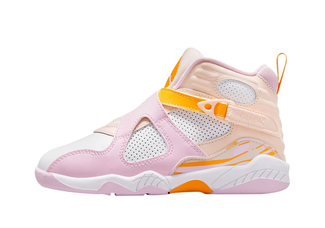 Jordan 8 Retro (Little Kid) Orange Pearl/Light Arctic Pink/White/University 1 Little Kid M
