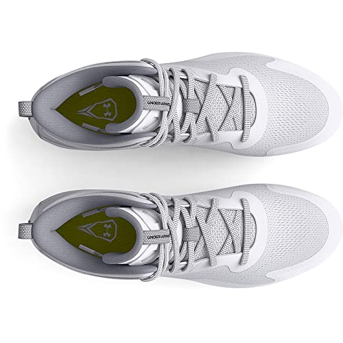 Under Armour Men's Command Mid Lacrosse MT TPU Cleat, (100) White/White/White, 8