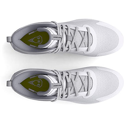 Under Armour Men's Command Mid Lacrosse MT TPU Cleat, (100) White/White/White, 8