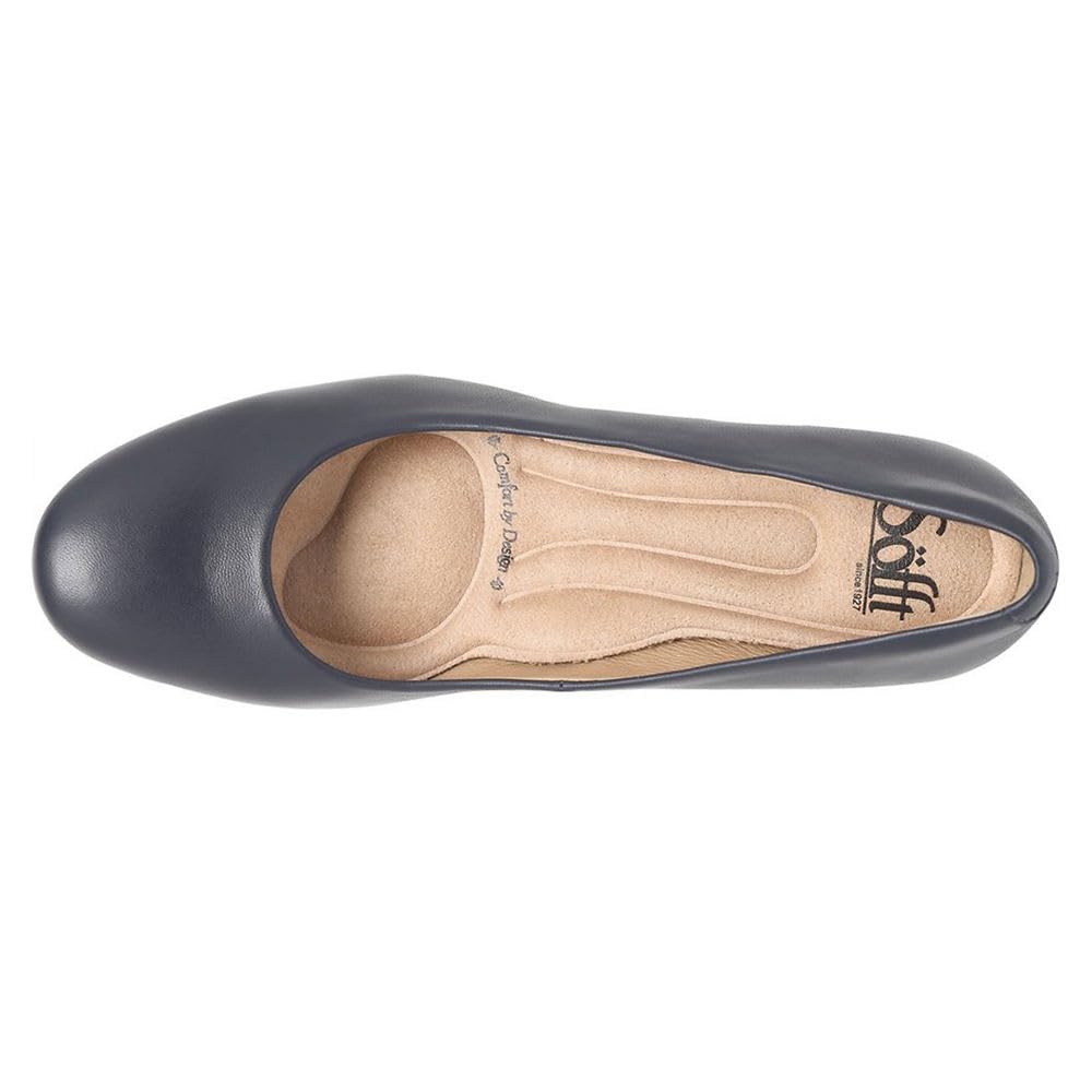 Sofft Lana Heeled Sandals for Women – Leather Lining and Upper – Microfiber Footbed – Closed Toe Style Sky Navy 8.5 M (B)