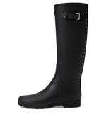 Hunter Refined Tall Studded Back Strap Boot Black 8 M