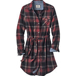 Legendary Whitetails Women's Open Spaces Dress, Flannel Long Sleeve Button Up Tunic with Belt, Forest Plaid, Small