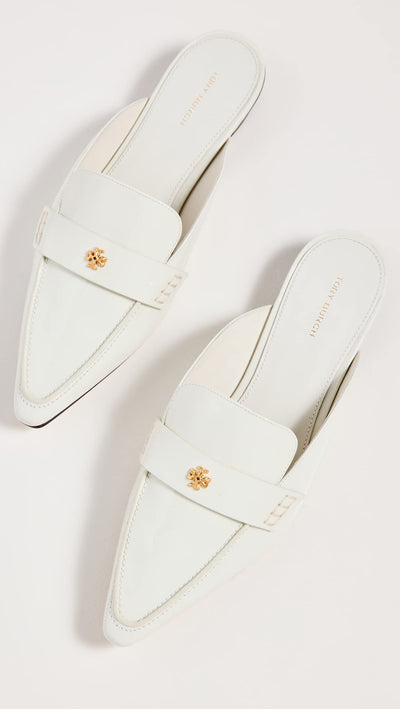 Tory Burch Women's Pointed Backless Loafers, Pearl, Off White, 9 Medium US