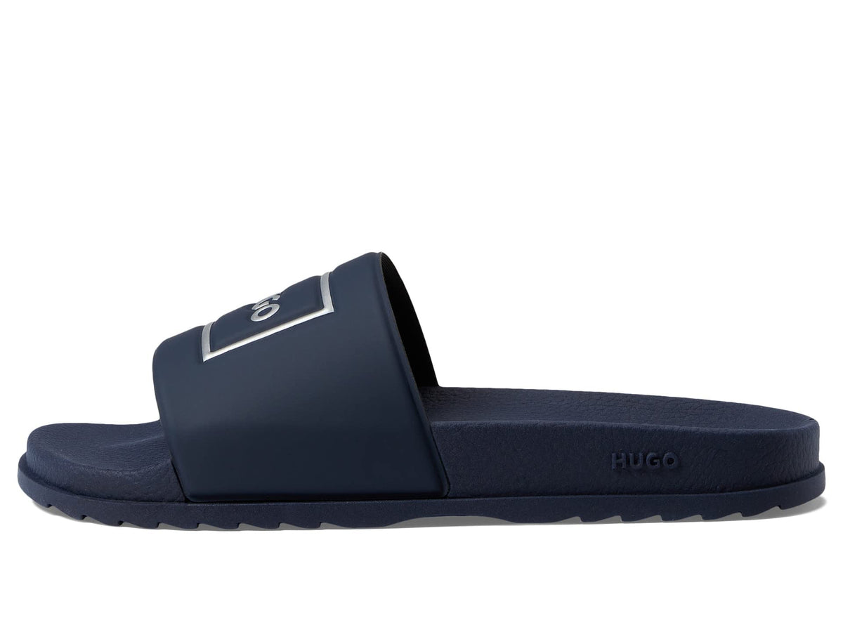 Hugo Boss Match It Square Logo Slide Sandals Grey Blue EU 46 (US Men's 13) D (M)