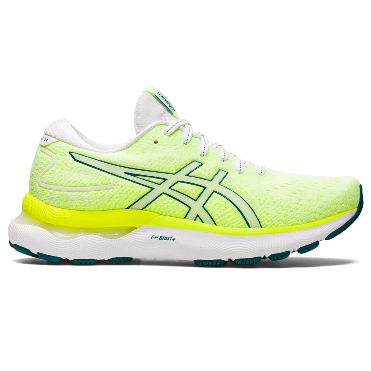 ASICS Women's Gel-Nimbus 24 Running Shoes, 6.5, White/Velvet Pine