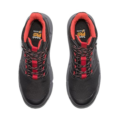 Timberland PRO Men's Morphix 6 Inch Composite Safety Toe Waterproof Industrial Casual Sneaker Boot, Black/Red, 13