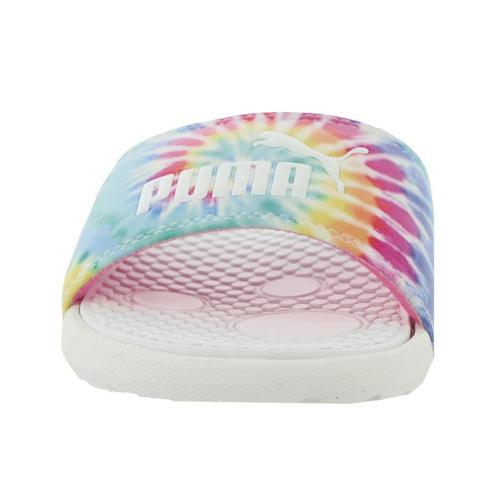 PUMA Cool Cat Tie Dye 2 Slide Sandal Women's Sandal 9 B(M) US White-Pink-Light Yellow